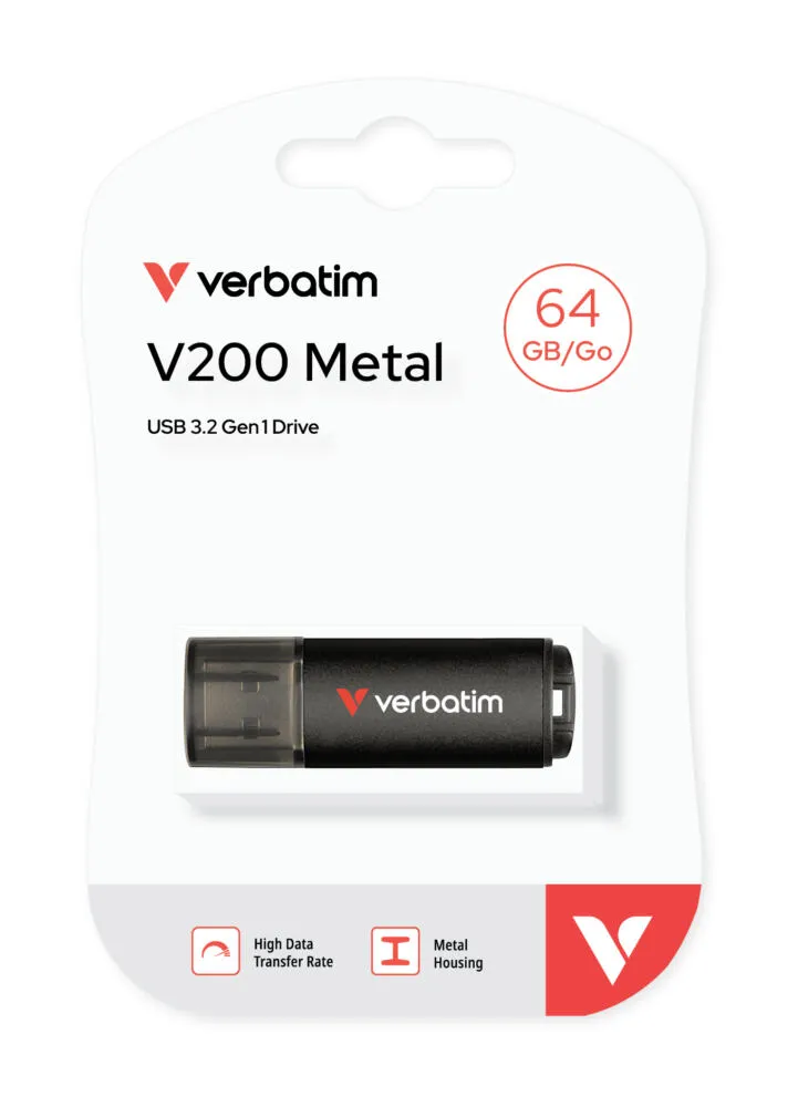 Verbatim V200 Metal USB Drive 30211 64 GB 3.2 200 MB/s Flash Bellek Thumbnail 1