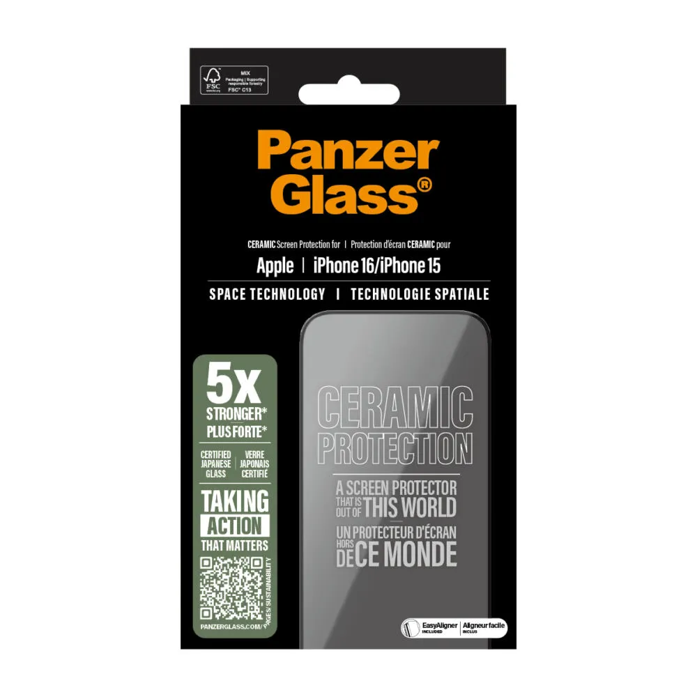 PanzerGlass® Ceramic Screen Protector iPhone 16 | 15 | Ultra-Wide Fit 2853CA Thumbnail 3