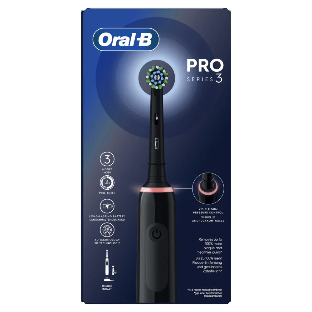 Oral-B Pro 3 Pro3 3000 Yetişkin Döner-titreşimli diş fırçası Siyah Thumbnail 1