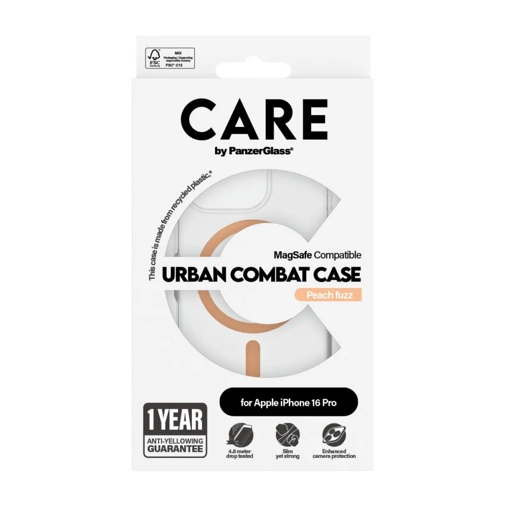 PanzerGlass CARE™ by PanzerGlass® Urban Combat Case Transparent w. Peachy MagSafe iPhone 16 Pro 1374 Thumbnail 3