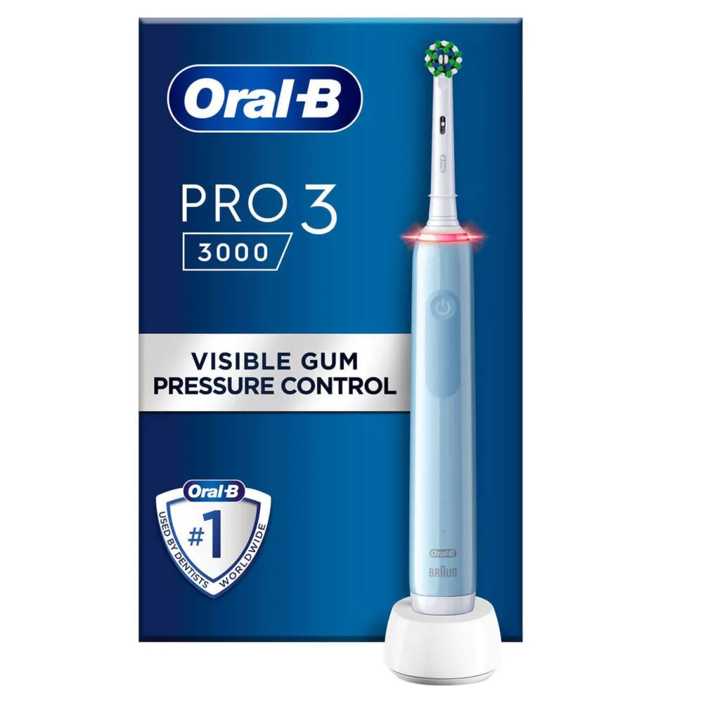 Oral-B Pro 3 3000 Cross Yetişkin Döner-titreşimli diş fırçası Mavi Şarjlı Diş Fırçaları