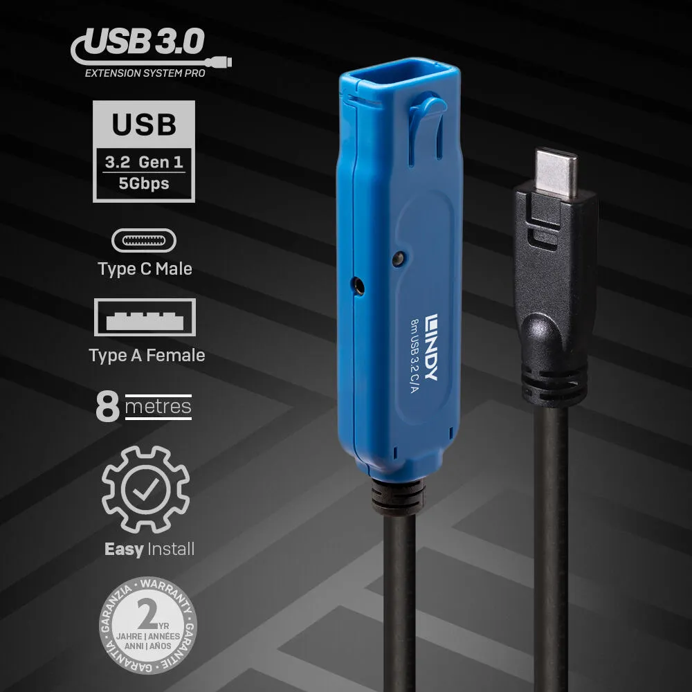Lindy 43381 USB C to USB A (8 m) USB Kablosu Thumbnail 2