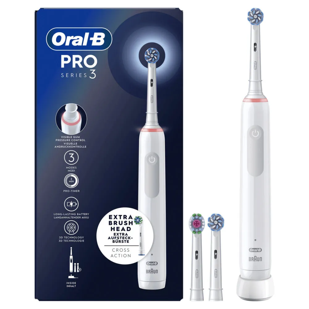 Oral-B PRO 3 3700 Yetişkin Döner-titreşimli diş fırçası Beyaz Şarjlı Diş Fırçaları
