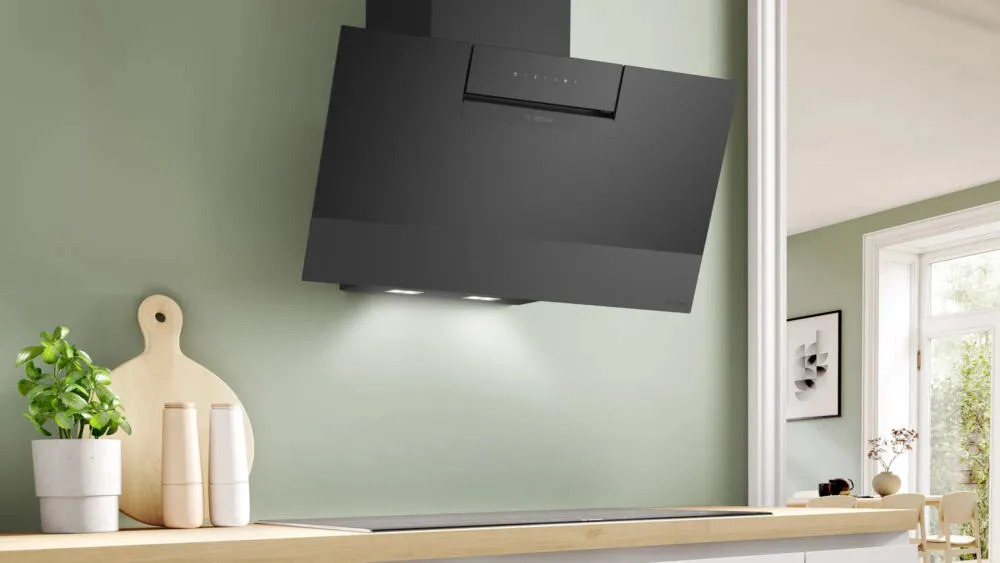 Bosch Serie 4 DWK87FN65 ocak bacası Duvara monteli Siyah 431 m³/Saat Thumbnail 1