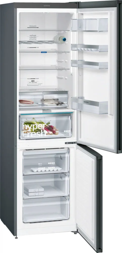 Siemens iQ500 KG39NAX3A donduruculu buz dolabı Solo 366 l Siyah, Paslanmaz çelik Buzdolabı