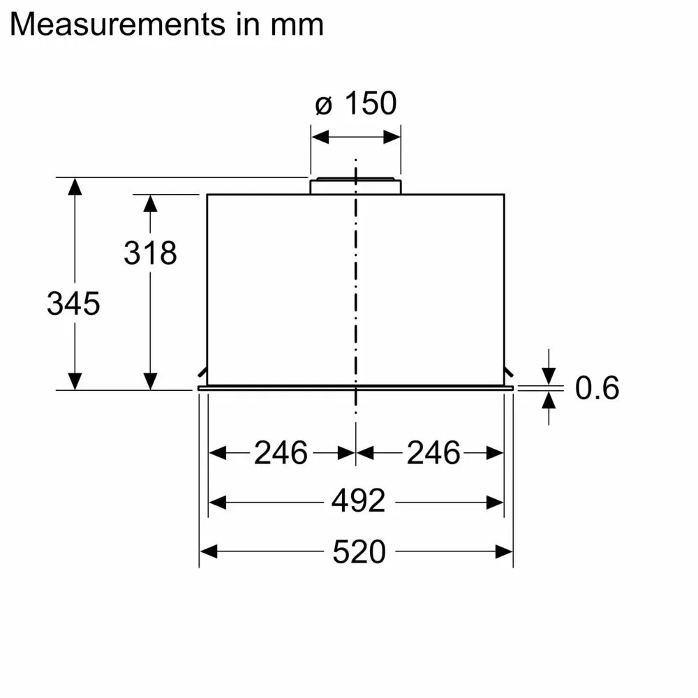 Bosch Serie 6 DLN56AC60B ocak bacası Gömme Siyah 570 m³/Saat Thumbnail 7