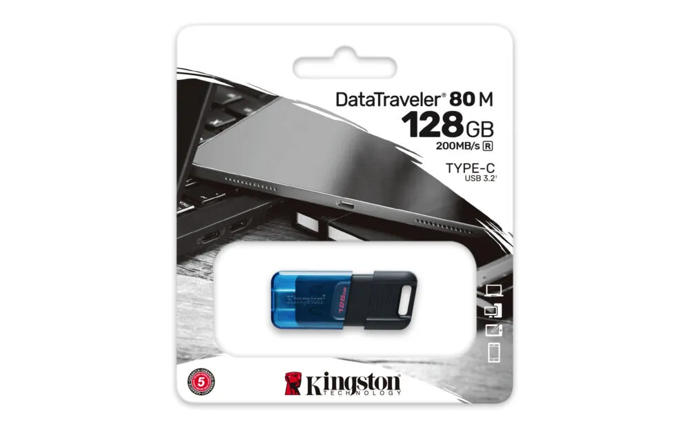 Kingston Technology DataTraveler 80 M DT80M/128GB 128 GB Type-C USB 3.2 200 MB/s Flash Bellek Thumbnail 9