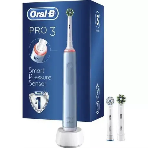 Oral-B Pro Series 3 3370 Yetişkin Titreşimli diş fırçası Açık Mavi, Beyaz Şarjlı Diş Fırçaları