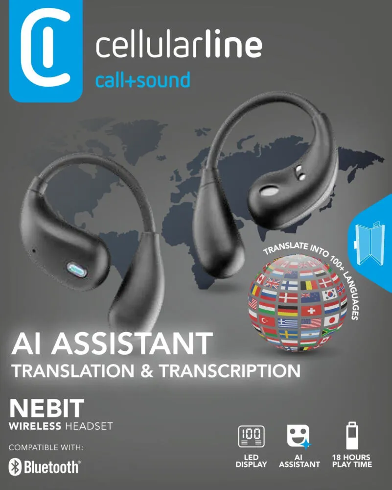 Cellularline BTNEBITTWSK kulaklık ve mikrofonlu kulaklık True Wireless Stereo (TWS) Açık Kulak, Kulak içi Aramalar/Müzik Bluetooth Siyah Thumbnail 1