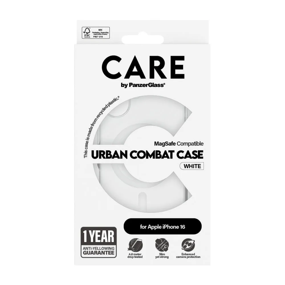PanzerGlass CARE™ by PanzerGlass® Urban Combat Case Transparent w. White MagSafe iPhone 16 1337 Thumbnail 4