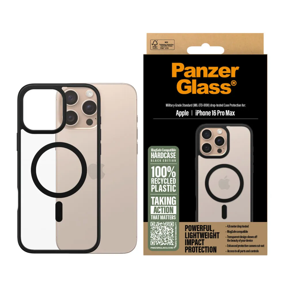PanzerGlass® HardCase Transparent w. Black MagSafe & Frame iPhone 16 Pro Max 1304 Thumbnail 1