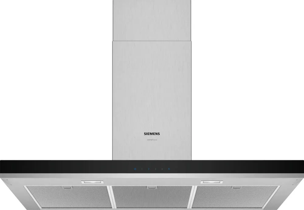 Siemens iQ300 LC96BHM50M ocak bacası Duvara monteli Paslanmaz çelik 372 m³/Saat Davlumbaz ve Aspiratö