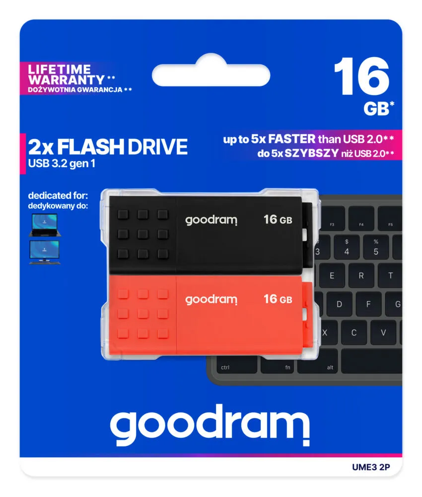 Goodram 2-PACK UME3-0160MXR11-2P 32 GB USB 3.2 Flash Bellek Thumbnail 1