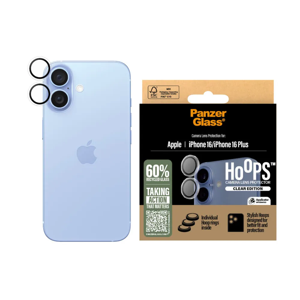 PanzerGlass® Hoops® Camera Lens Protector Transparent iPhone 16 | 16 Plus 1285 Thumbnail 1