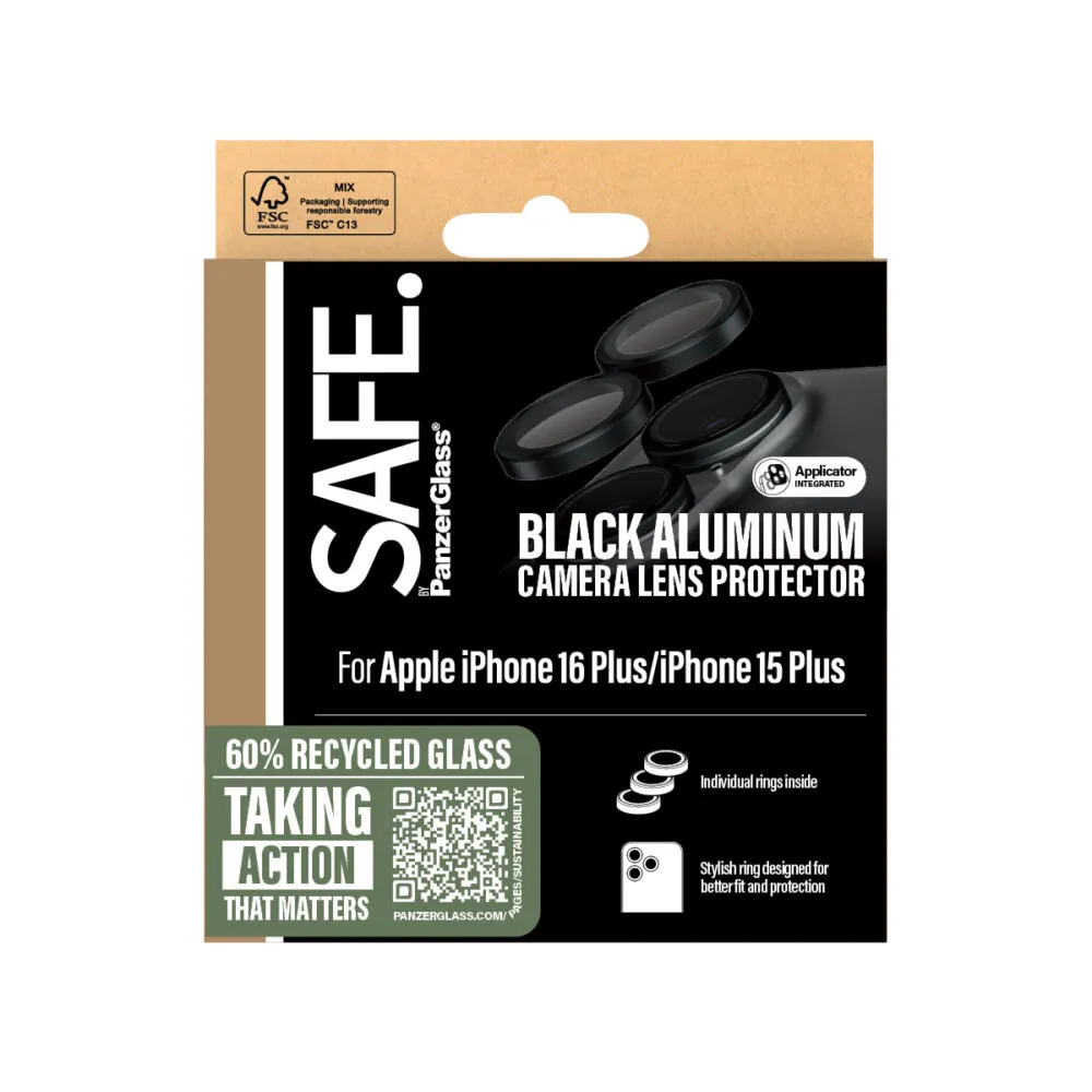 PanzerGlass SAFE. by PanzerGlass® Camera Lens Protector Black iPhone 16 | 16 Plus SAFE95890 Thumbnail 3