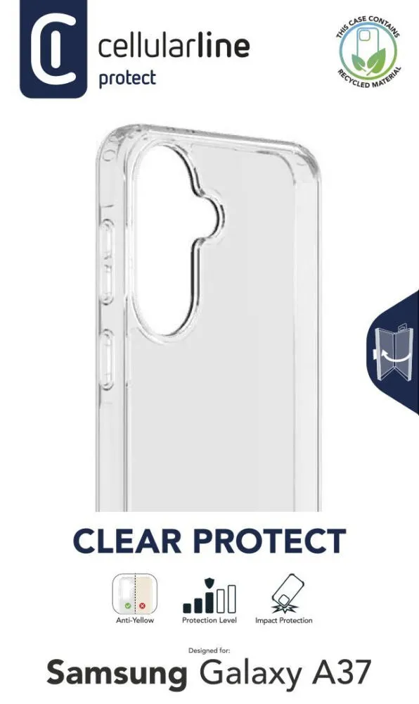 Cellularline CLEARDUOGALA37T Cep telefonu kılıfı 17 cm (6.7") Kapak Transparan Thumbnail 1