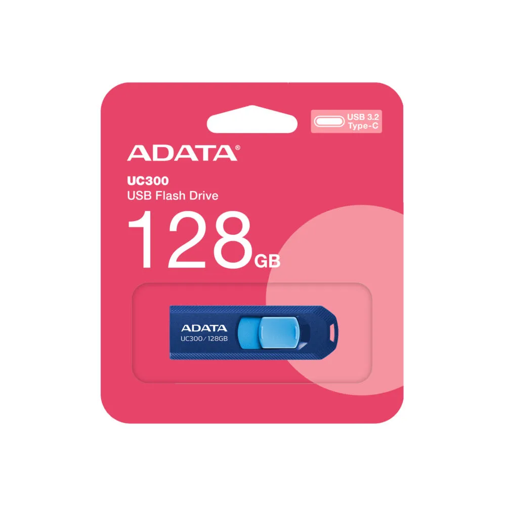 ADATA UC300 USB flash sürücü 128 GB USB C Tipi 3.2 Gen 1 (3.1 Gen 1) Mavi USB Bellek