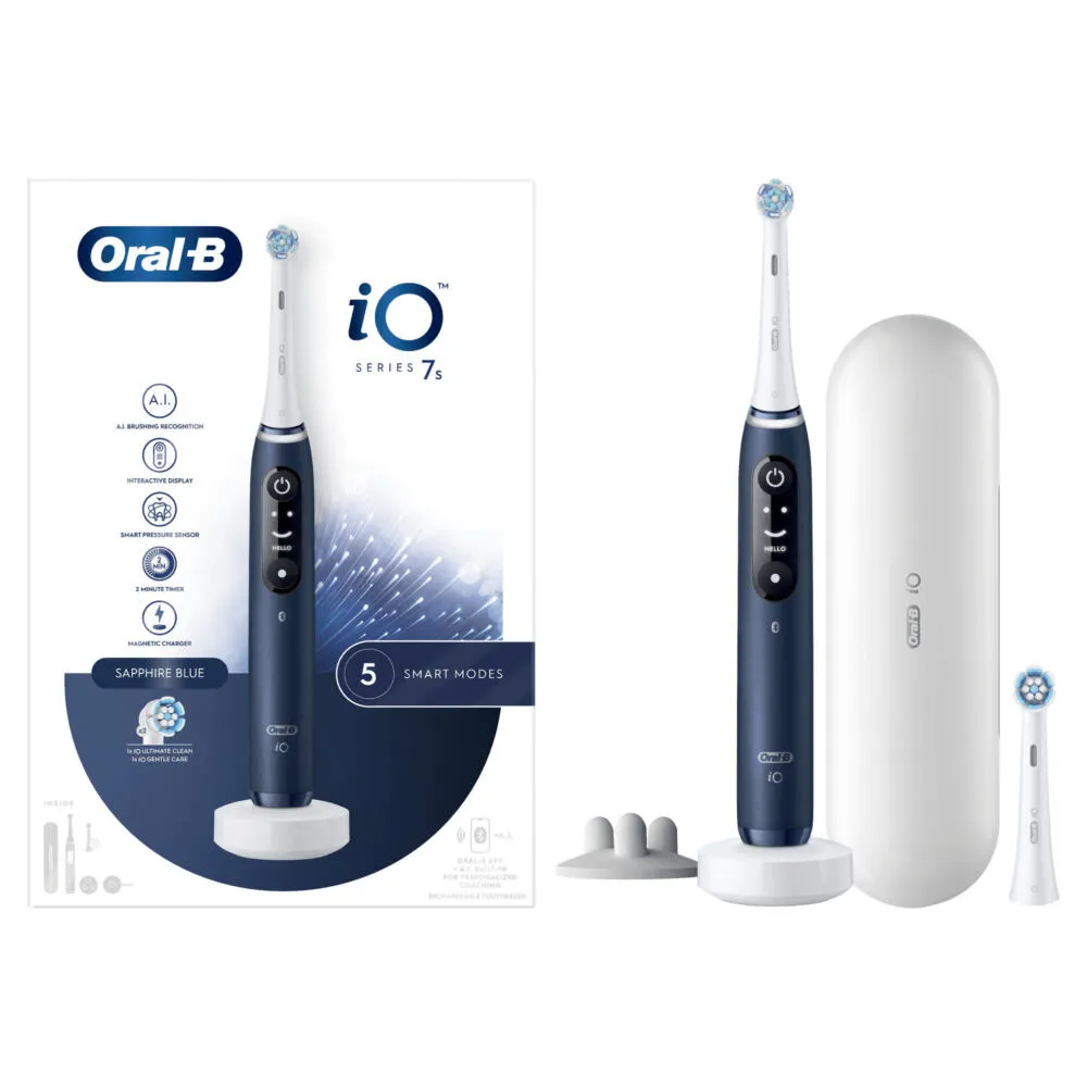 Oral-B iO 7S Yetişkin Titreşimli diş fırçası Mavi, Beyaz Şarjlı Diş Fırçaları