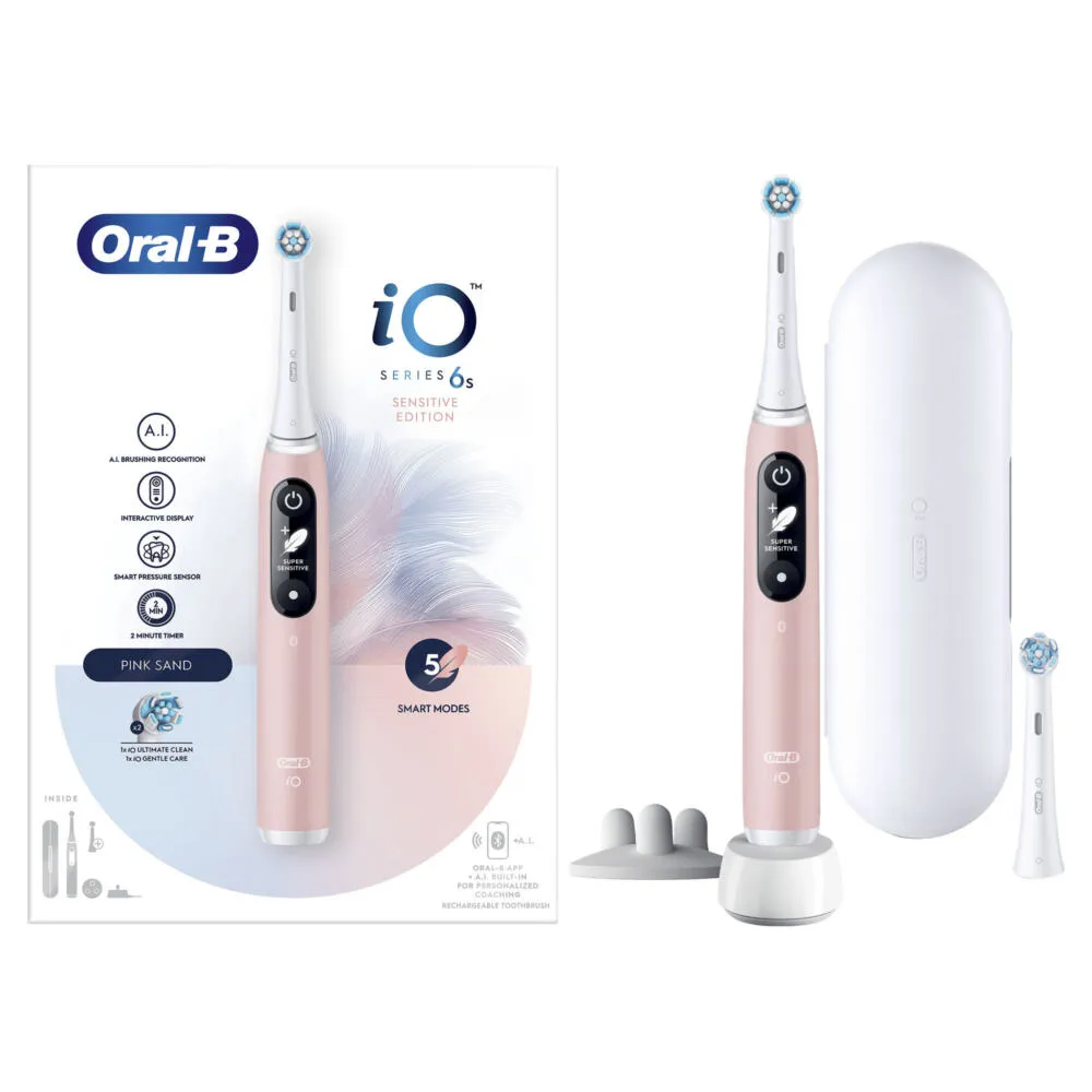 Oral-B iO 6S Yetişkin Titreşimli diş fırçası Pembe, Beyaz Şarjlı Diş Fırçaları