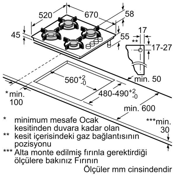 Bosch POP7C6P30O Ocaklı fırın Siyah Thumbnail 2