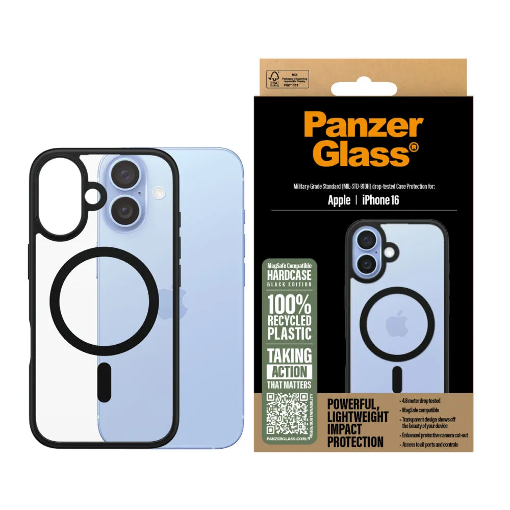 PanzerGlass® HardCase Transparent w. Black MagSafe & Frame iPhone 16 1301 Thumbnail 1