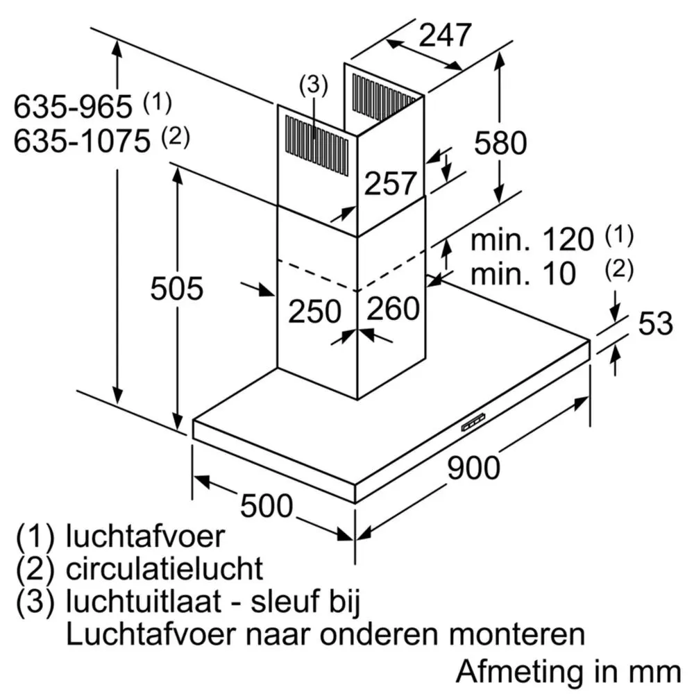 Bosch Serie 2 DWB96BC50M ocak bacası Duvara monteli Paslanmaz çelik 619 m³/Saat Thumbnail 5
