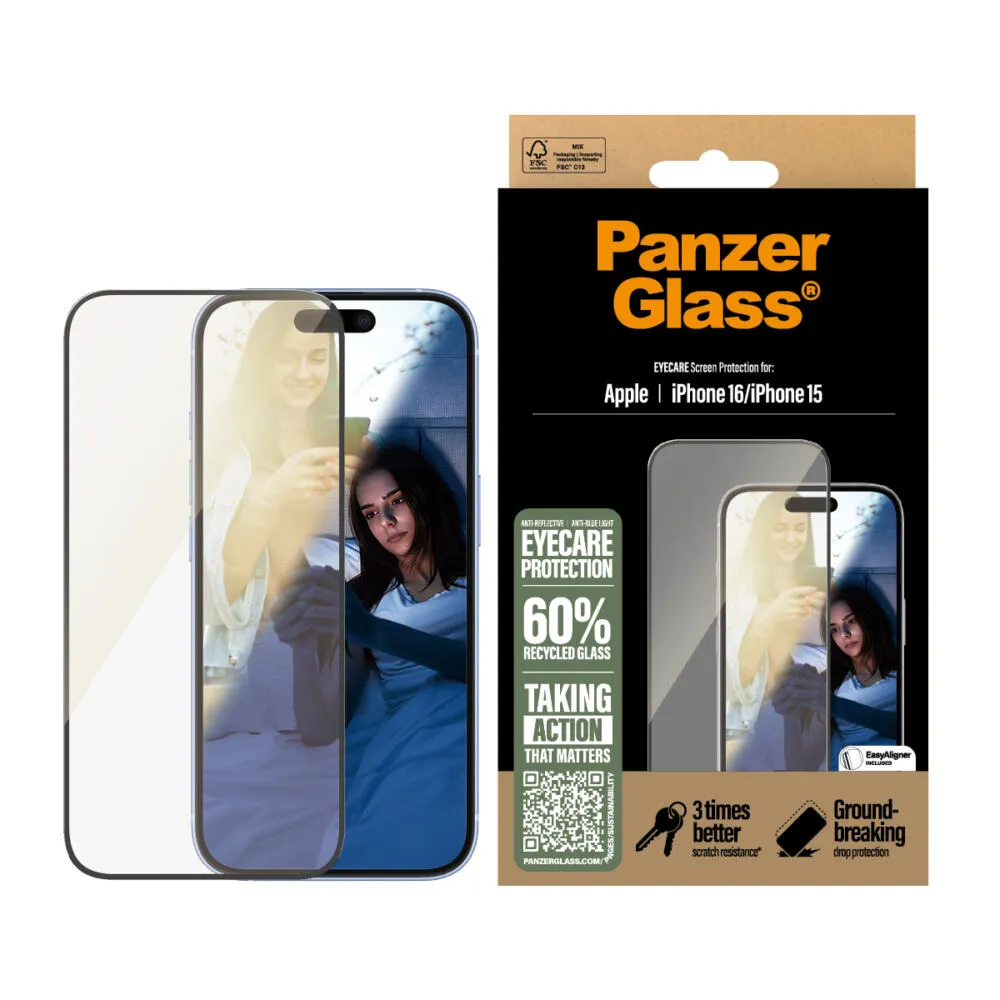 PanzerGlass® EyeCARE™ Screen Protector iPhone 16 | 15 | Ultra-Wide Fit 2865 Thumbnail 2