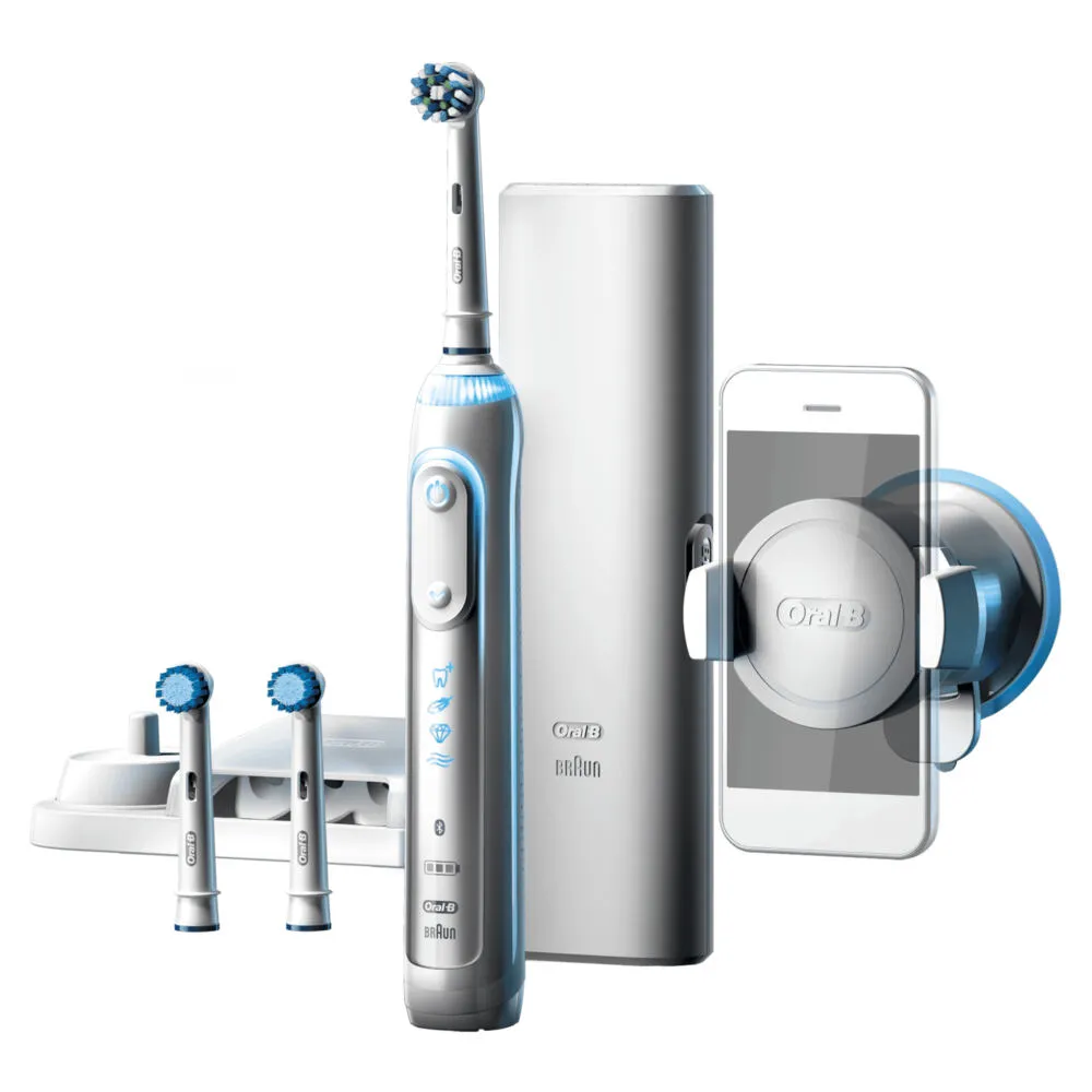 Oral-B Genius 80284405 elektrikli diş fırçası Yetişkin Döner-titreşimli diş fırçası Beyaz, Gümüş Şarjlı Diş Fırçaları