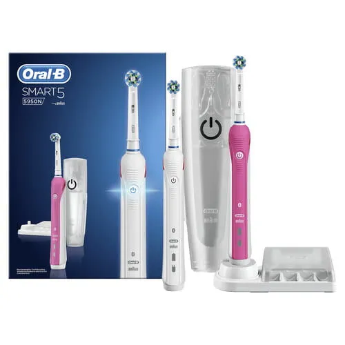 Oral-B SmartSeries Smart 5 5950 Yetişkin Döner-titreşimli diş fırçası Beyaz, Pembe Şarjlı Diş Fırçaları