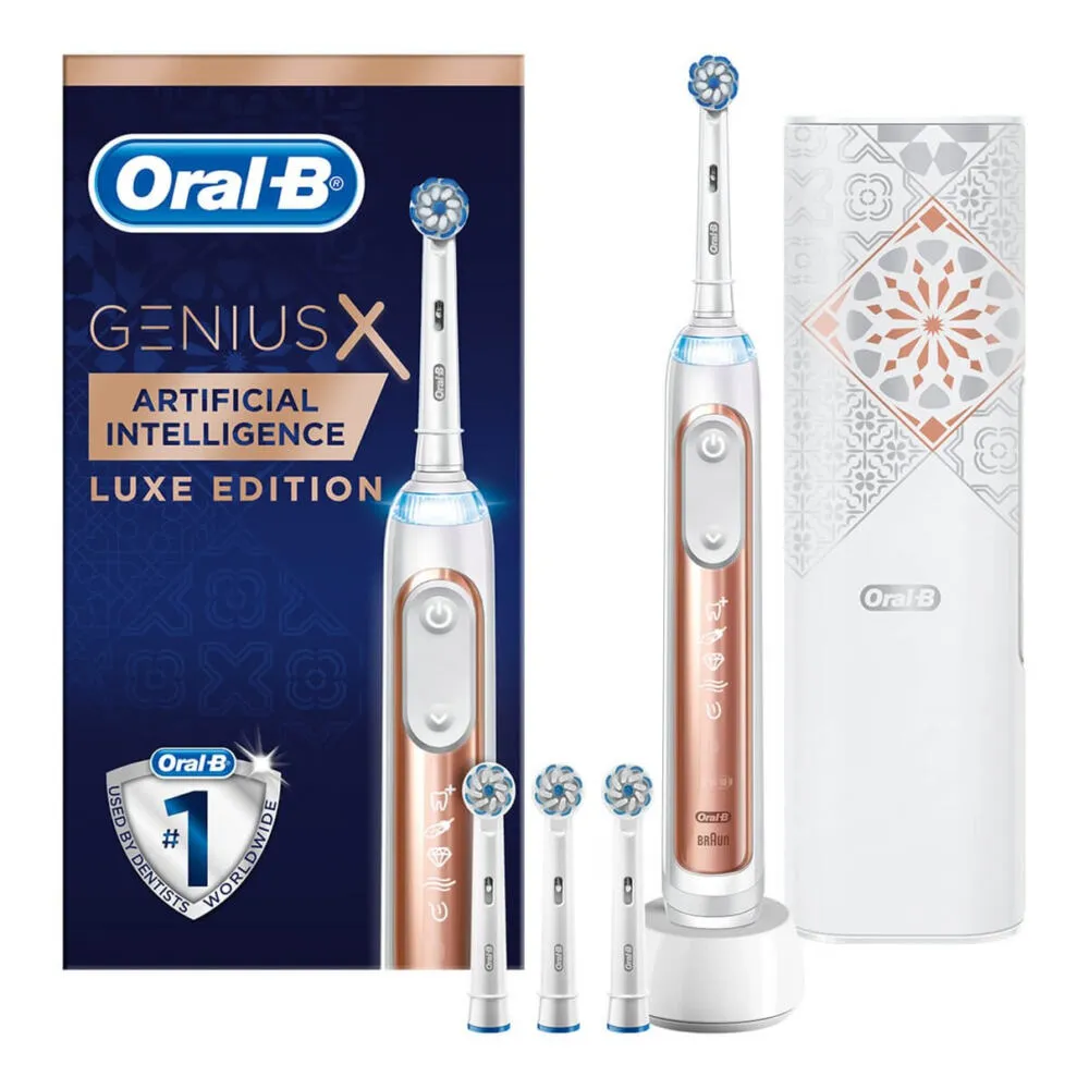 Oral-B Genius X Yetişkin Döner diş fırçası Pembe Altın Rengi, Beyaz Thumbnail 1