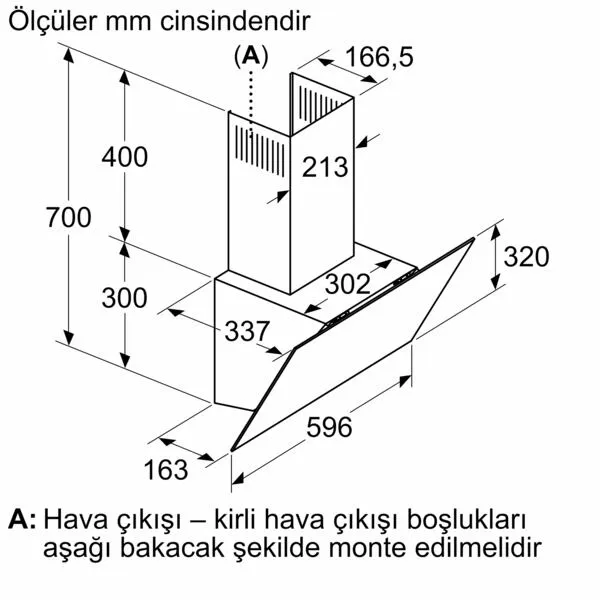 Bosch DWK64PJ20T ocak bacası Duvara monteli Beyaz 0 m³/Saat Thumbnail 5
