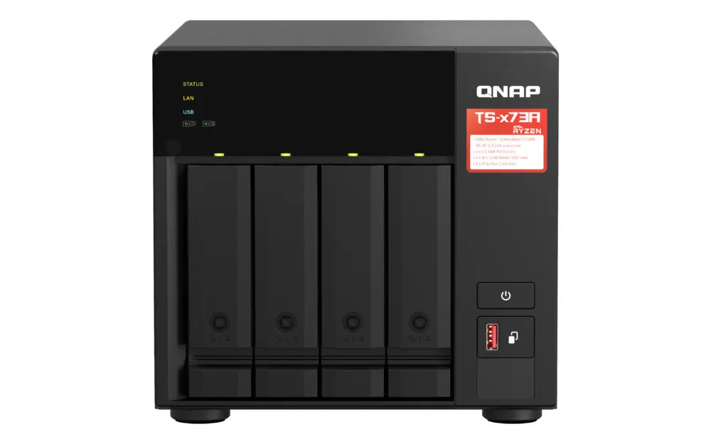 QNAP TS-473A Dikey (Tower) Ryzen Embedded V1500B 8 GB DDR4 8 TB HDD QNAP Turbo System Siyah NAS