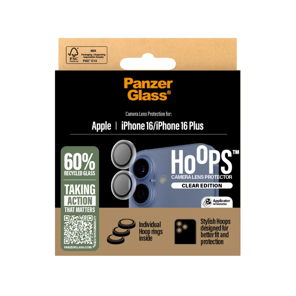 PanzerGlass® Hoops® Camera Lens Protector Transparent iPhone 16 | 16 Plus 1285 Thumbnail 3