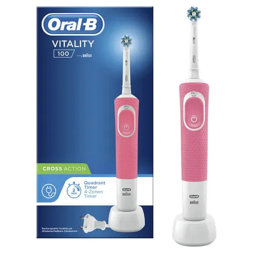 Oral-B Vitality 100 Hangable Box Yetişkin Döner-titreşimli diş fırçası Beyaz, Pembe Şarjlı Diş Fırçaları