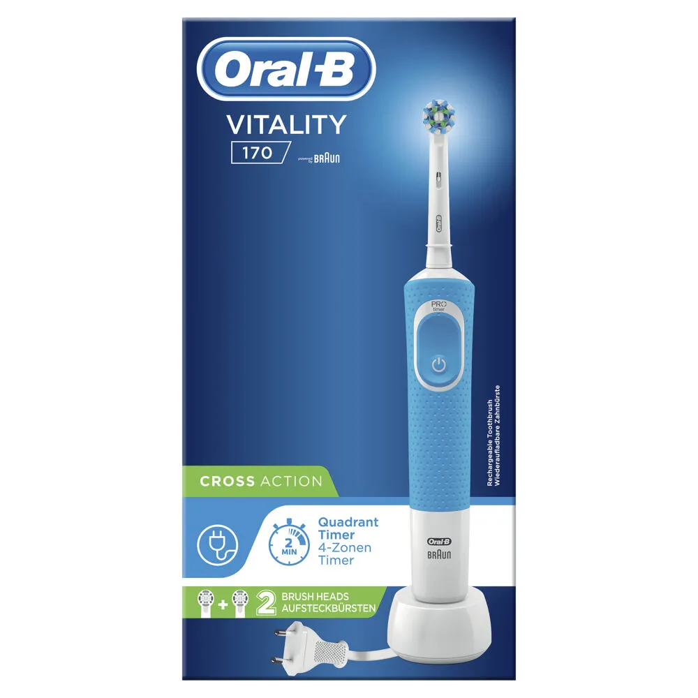 Oral-B Vitality 80327155 elektrikli diş fırçası Yetişkin Döner-titreşimli diş fırçası Siyah, Mavi Şarjlı Diş Fırçaları
