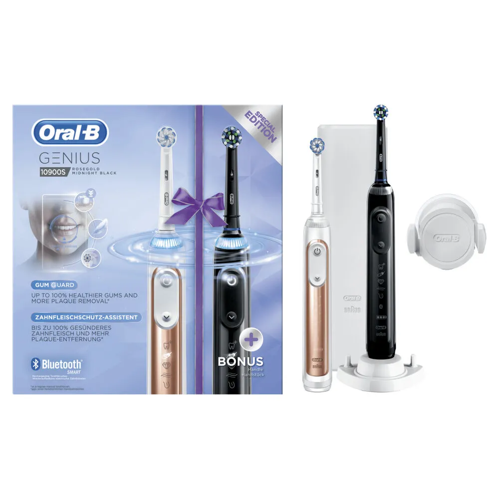 Oral-B Genius 80329135 elektrikli diş fırçası Yetişkin Döner-titreşimli diş fırçası Siyah, Pembe Altın Rengi, Beyaz Şarjlı Diş Fırçaları