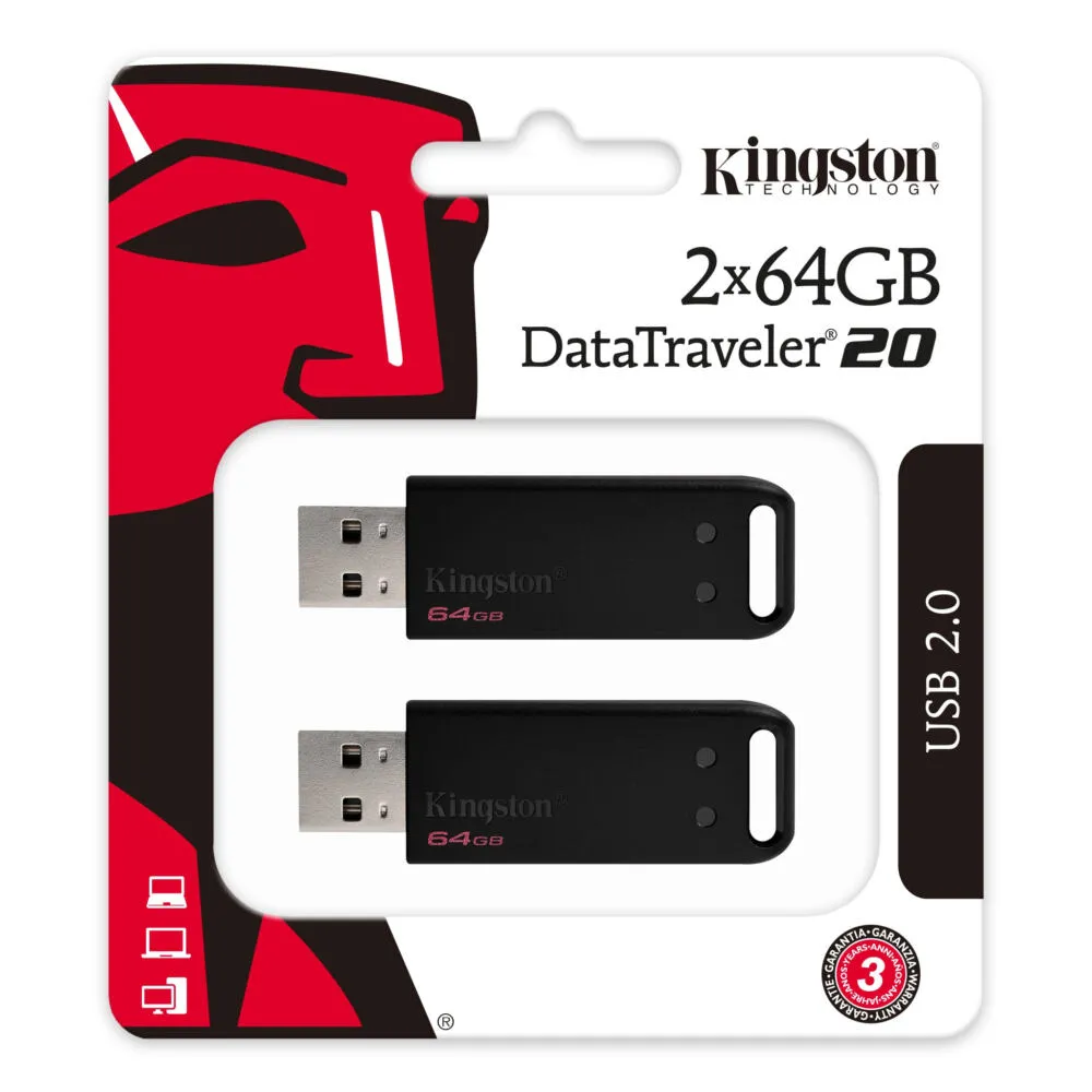 Kingston Technology DT20 64 GB DT20/64GB-2P USB 2.0 Flash Bellek Thumbnail 4