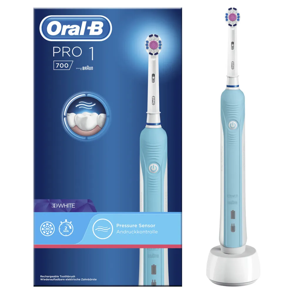 Oral-B PRO 80328927 elektrikli diş fırçası Yetişkin Döner-titreşimli diş fırçası Mavi, Beyaz Şarjlı Diş Fırçaları