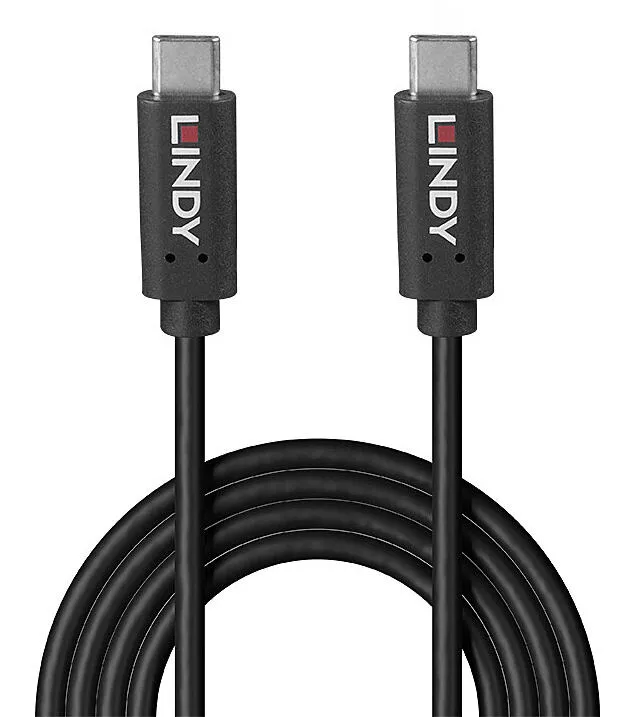 Lindy 36975 USB kablo USB 3.2 Gen 2x2 0,5 m USB C Siyah Thumbnail 1
