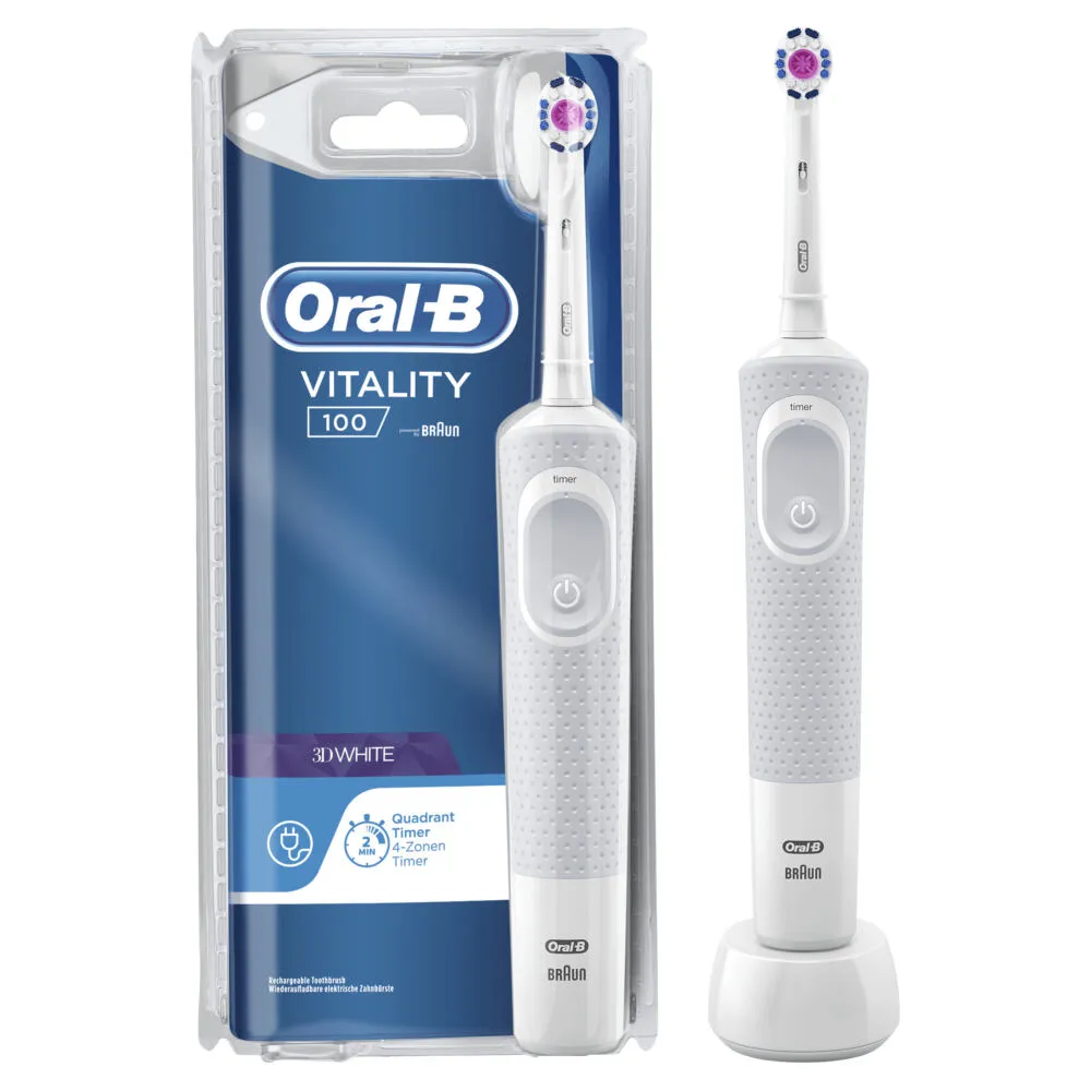 Oral-B Vitality 80333724 elektrikli diş fırçası Yetişkin Döner-titreşimli diş fırçası Beyaz Şarjlı Diş Fırçaları
