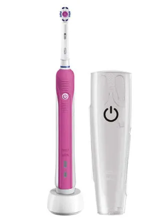 Oral-B 100541033 elektrikli diş fırçası Yetişkin Döner diş fırçası Pembe, Beyaz Şarjlı Diş Fırçaları