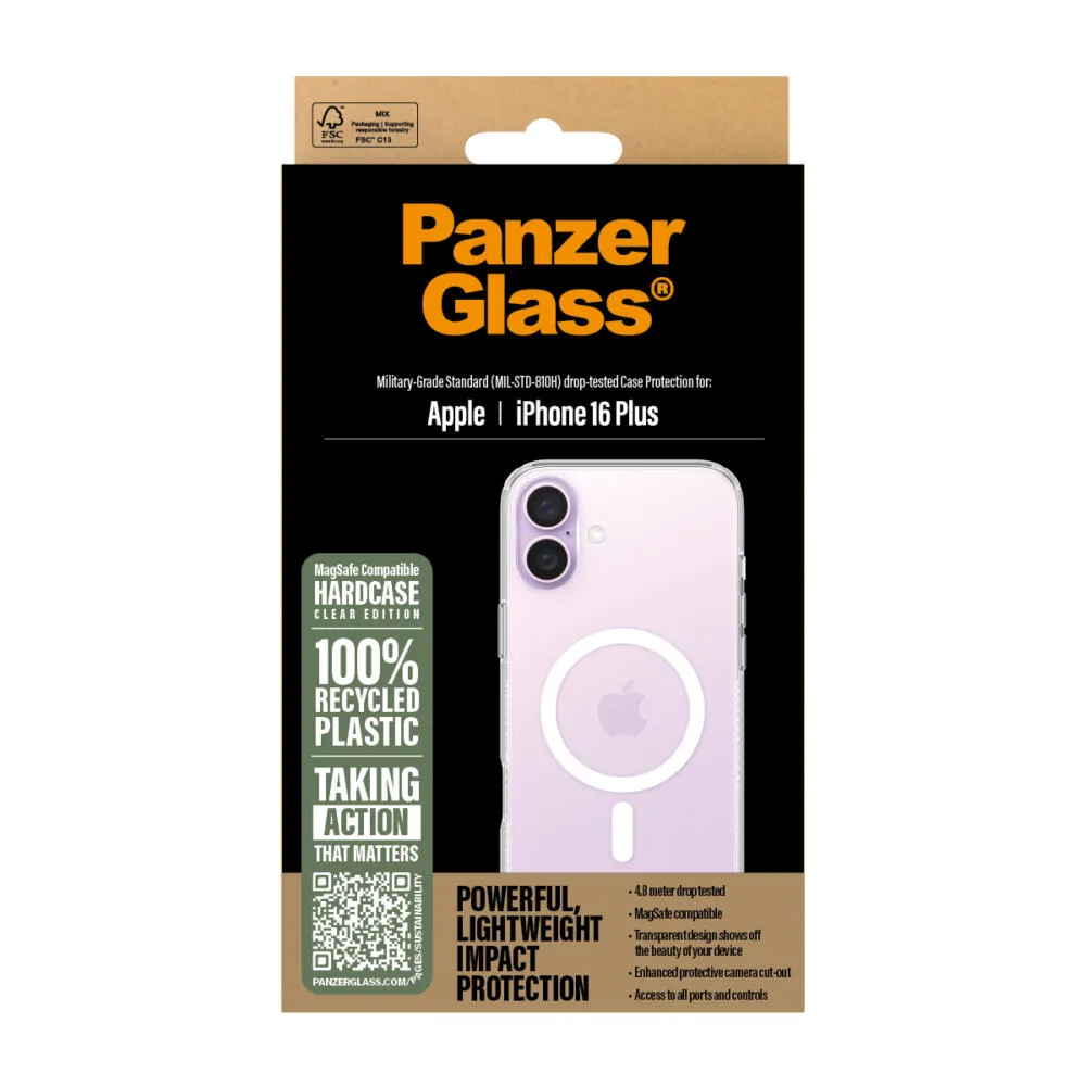 PanzerGlass® HardCase Transparent w. White MagSafe iPhone 16 Plus 1293 Thumbnail 4