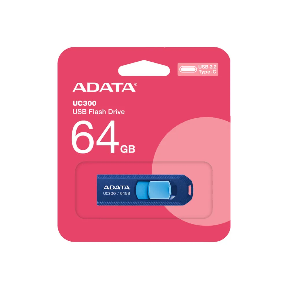 ADATA UC300 USB flash sürücü 64 GB USB C Tipi 3.2 Gen 1 (3.1 Gen 1) Mavi USB Bellek