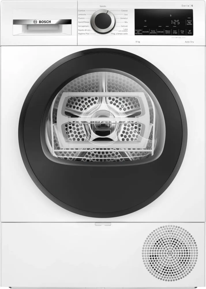 Bosch Serie 6 WQG243D9IT kurutucu Solo Önden yüklemeli 9 kg Beyaz Kurutma Makinesi