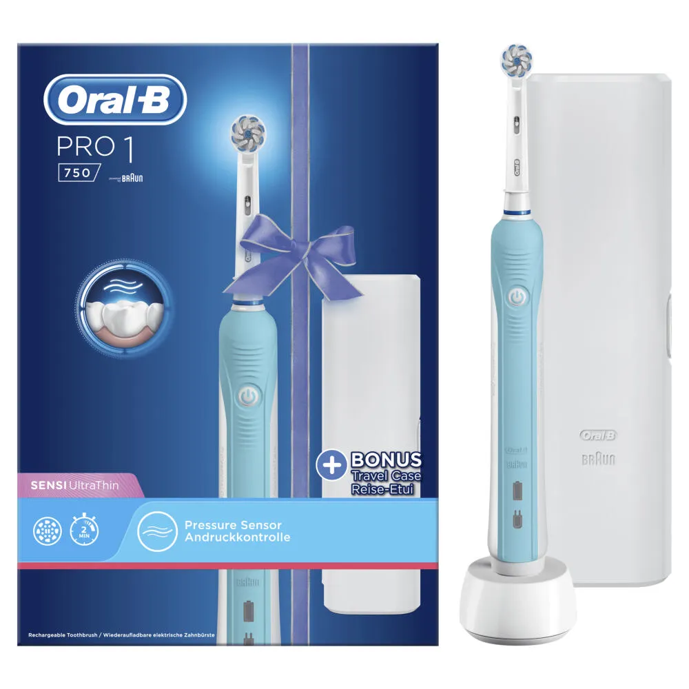 Oral-B PRO 80333801 elektrikli diş fırçası Yetişkin Döner-titreşimli diş fırçası Mavi, Beyaz Şarjlı Diş Fırçaları
