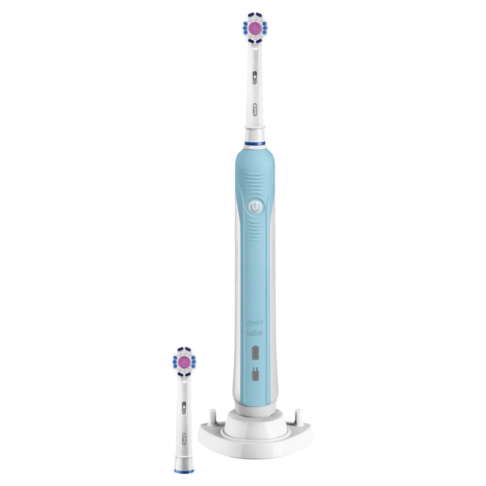 Oral-B PRO 80333869 elektrikli diş fırçası Yetişkin Döner-titreşimli diş fırçası Mavi, Beyaz Şarjlı Diş Fırçaları