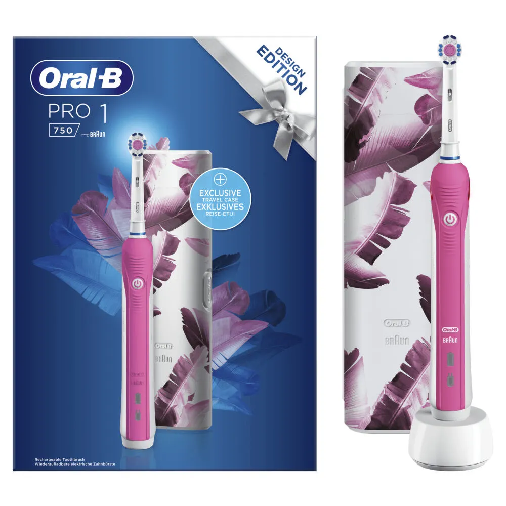 Oral-B 80337293 elektrikli diş fırçası Yetişkin Döner-titreşimli diş fırçası Pembe, Beyaz Şarjlı Diş Fırçaları
