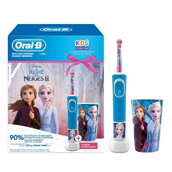 Oral-B Kids Frozen II Çocuk Titreşimli diş fırçası Mavi, Beyaz Şarjlı Diş Fırçaları