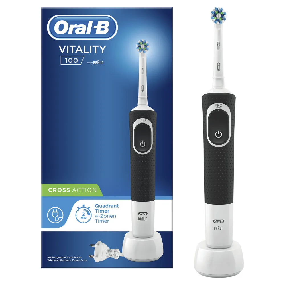 Oral-B Vitality 100 Yetişkin Döner-titreşimli diş fırçası Mavi, Kırmızı Şarjlı Diş Fırçaları