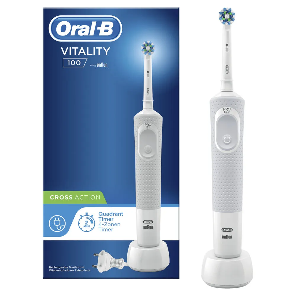 Oral-B Vitality 80327116 elektrikli diş fırçası Yetişkin Döner-titreşimli diş fırçası Mavi, Kırmızı Şarjlı Diş Fırçaları